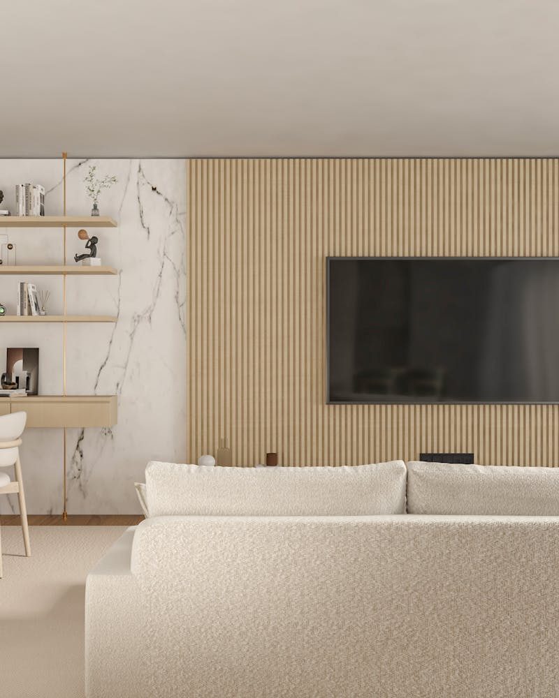Living room with solid-wood furniture